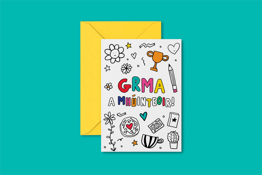 ‘COLOUR IN’ - GRMA A Mhúinteoir card