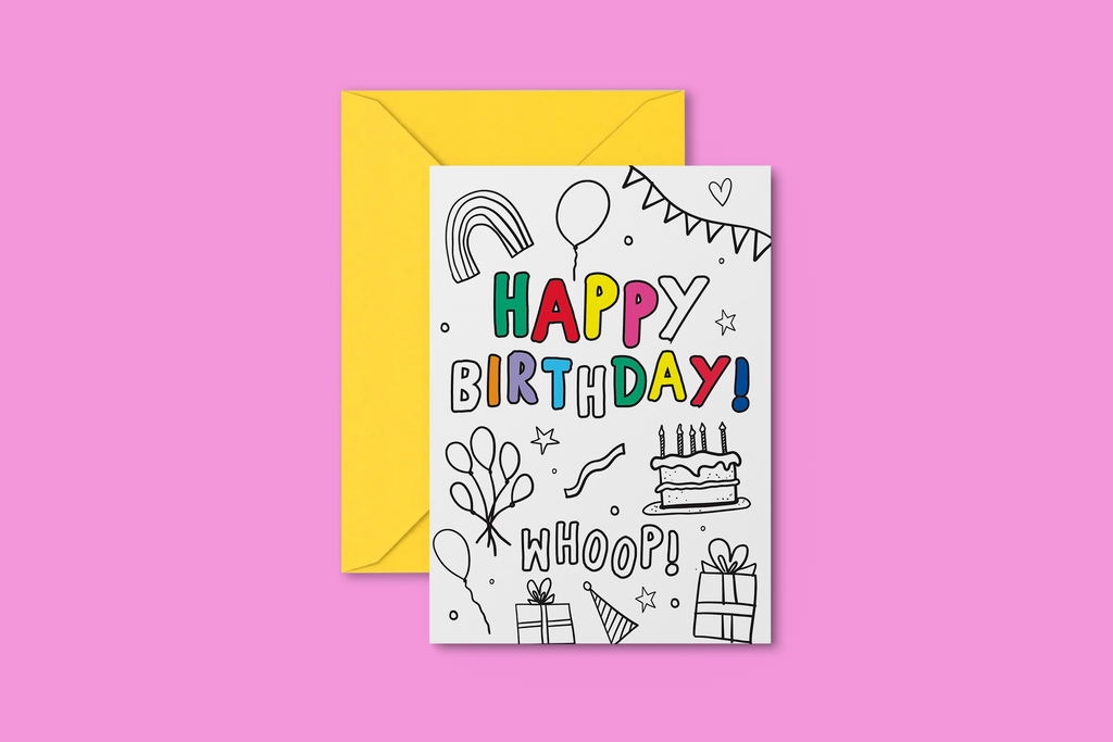 ‘COLOUR IN’ kid’s birthday - HAPPY BIRTHDAY!