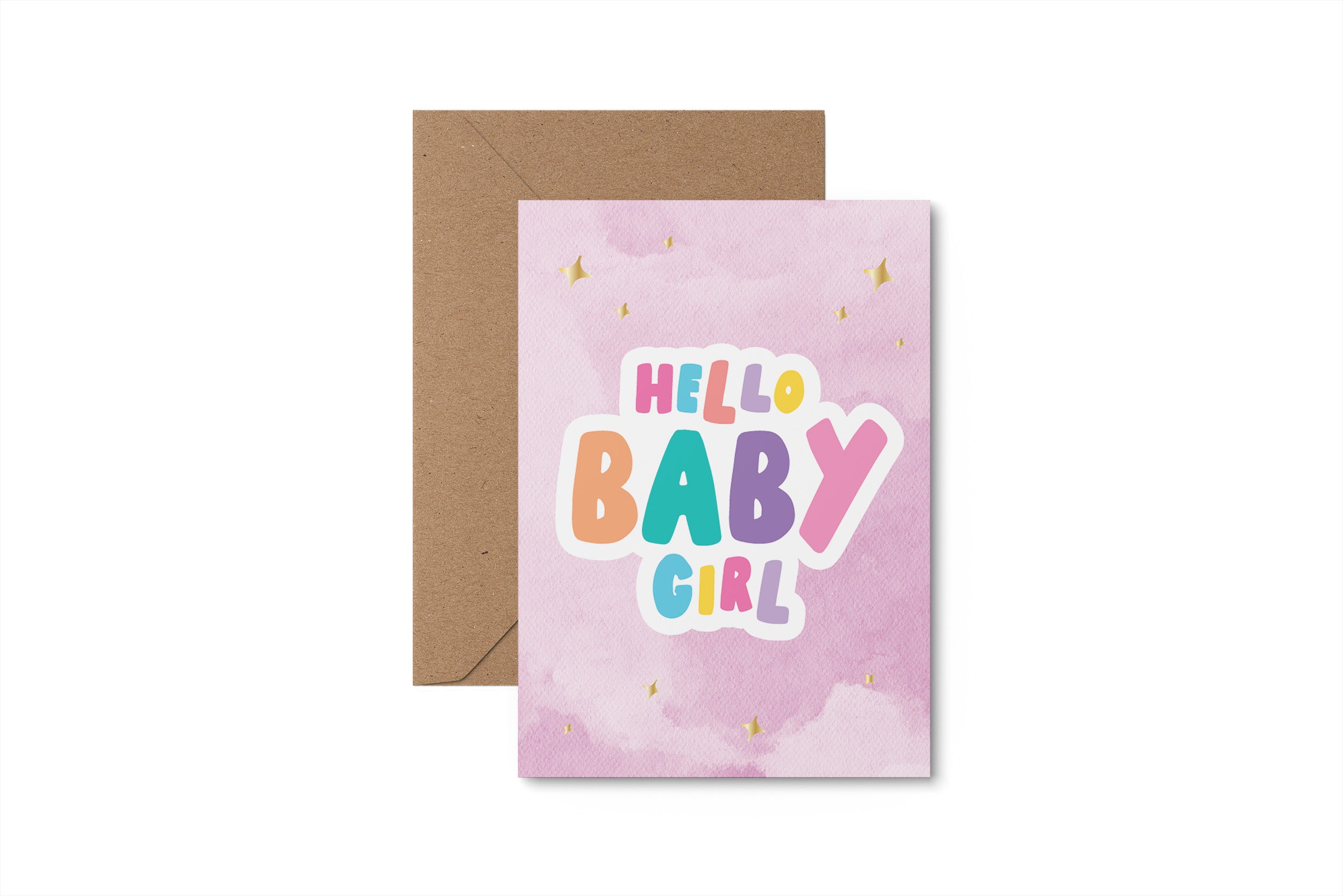 Hello Baby Girl - gold foil