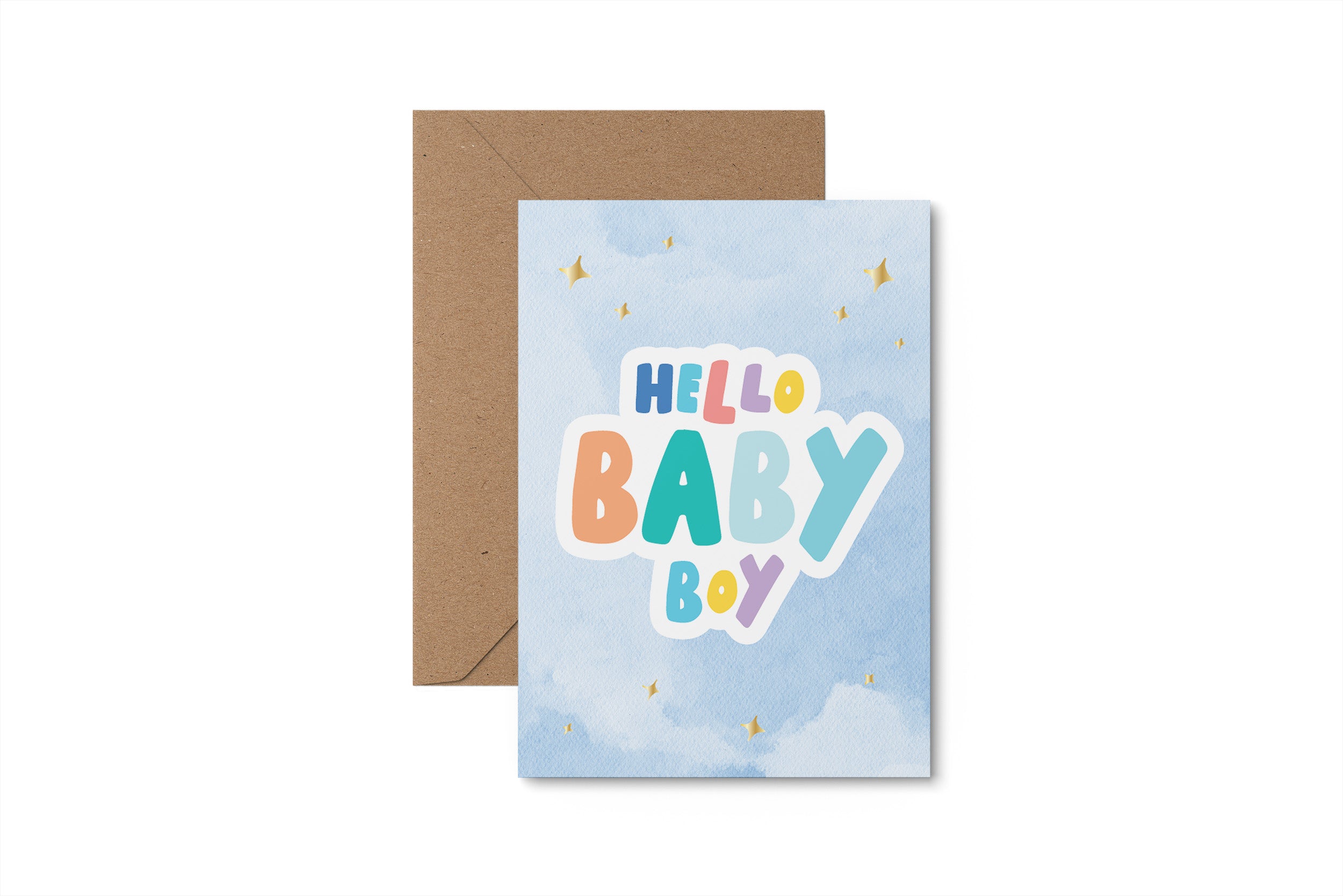 Hello Baby Boy - gold foil