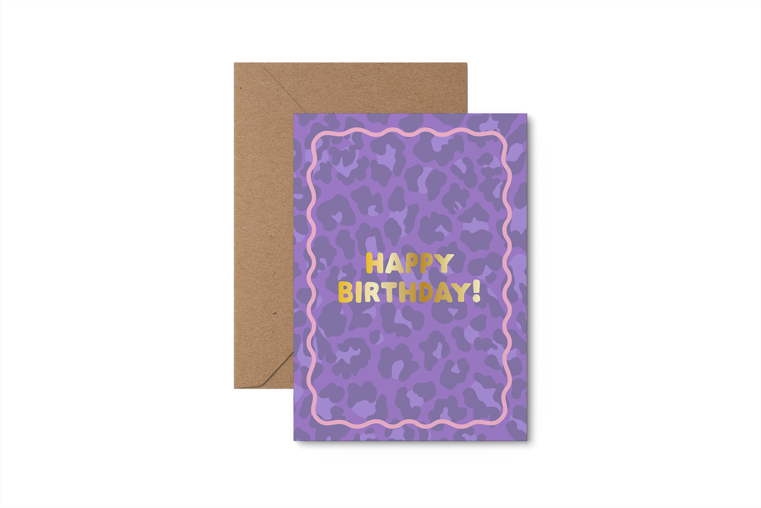 Happy Birthday - purple leopard - gold foil