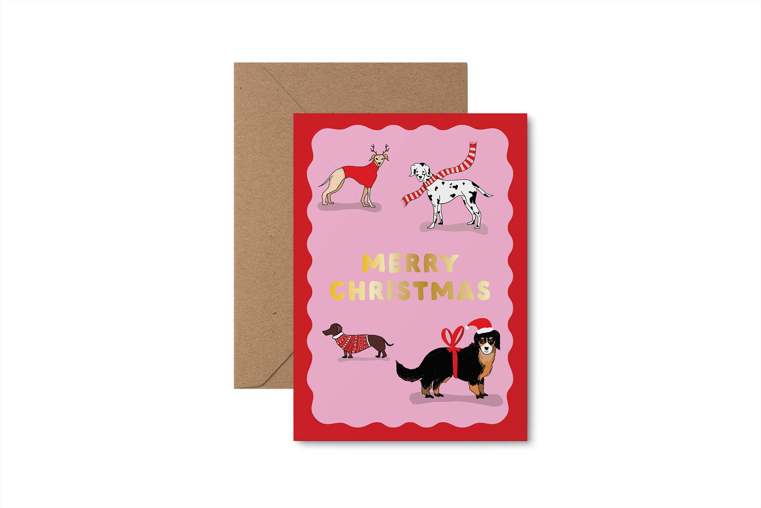 Merry Christmas Dogs - foiled Christmas card