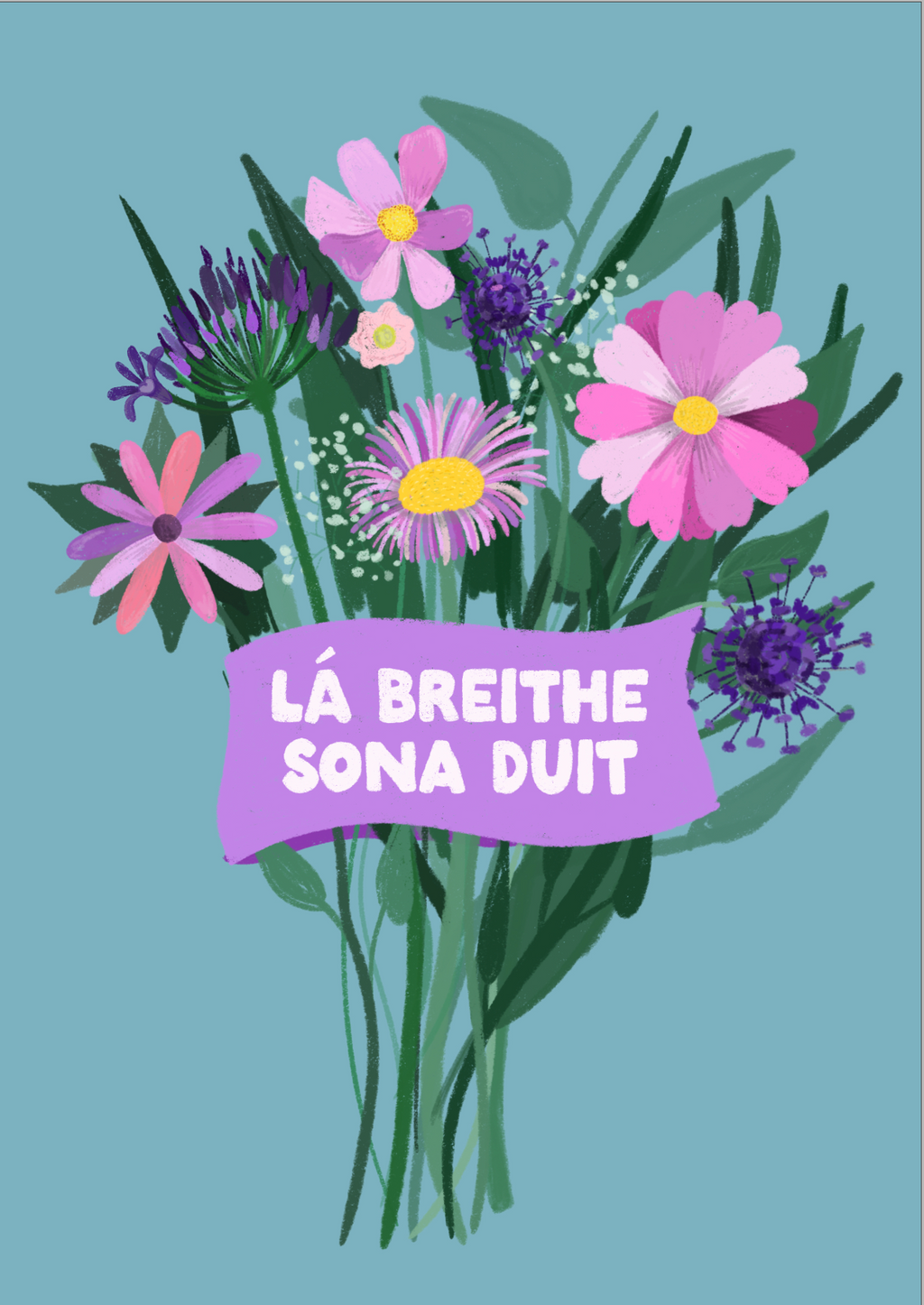 Lá breithe Sona Duit! Illustrated Irish birthday card