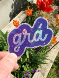 Grá sticker - glitter