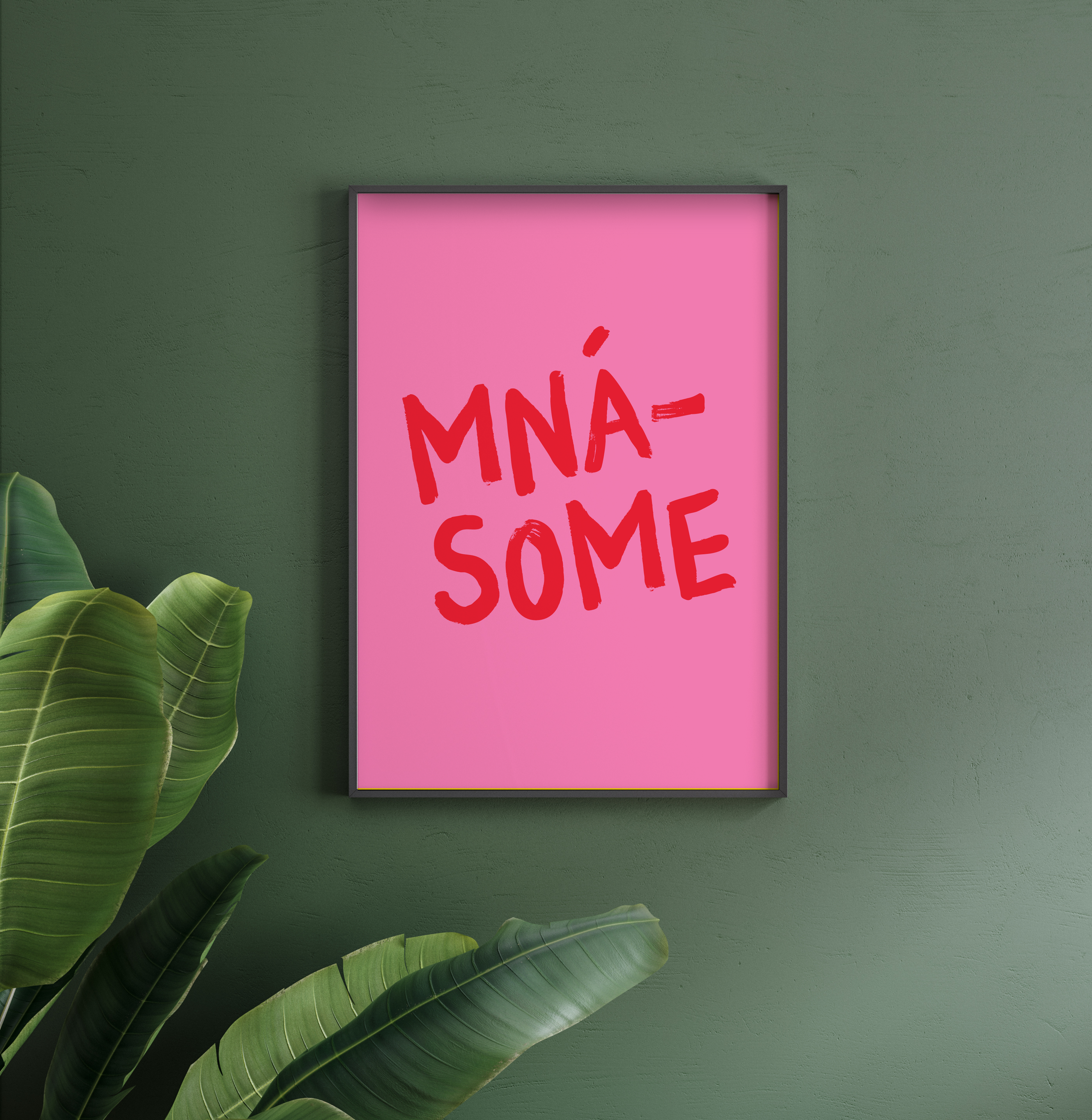 Mná-some - Irish illustrated print - red on pink