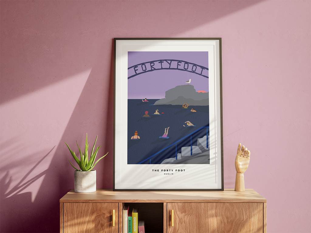 The Forty Foot, Dublin - illustrated art print